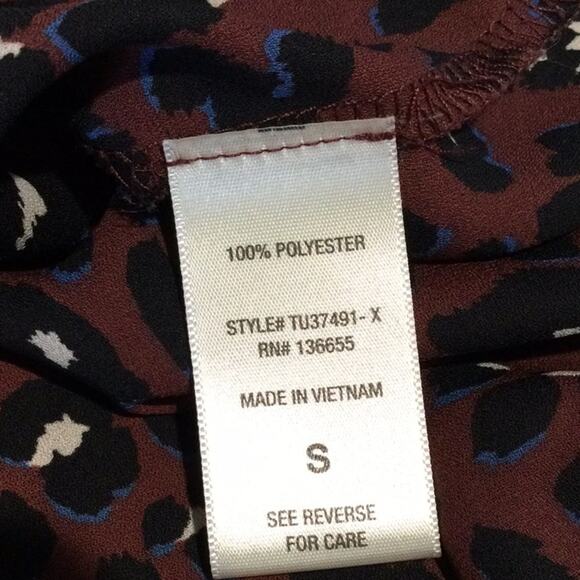 West Kei Multicolor Cheetah Print Faux Wrap High Low Tie Sleeve Blouse  S - Picture 12 of 16